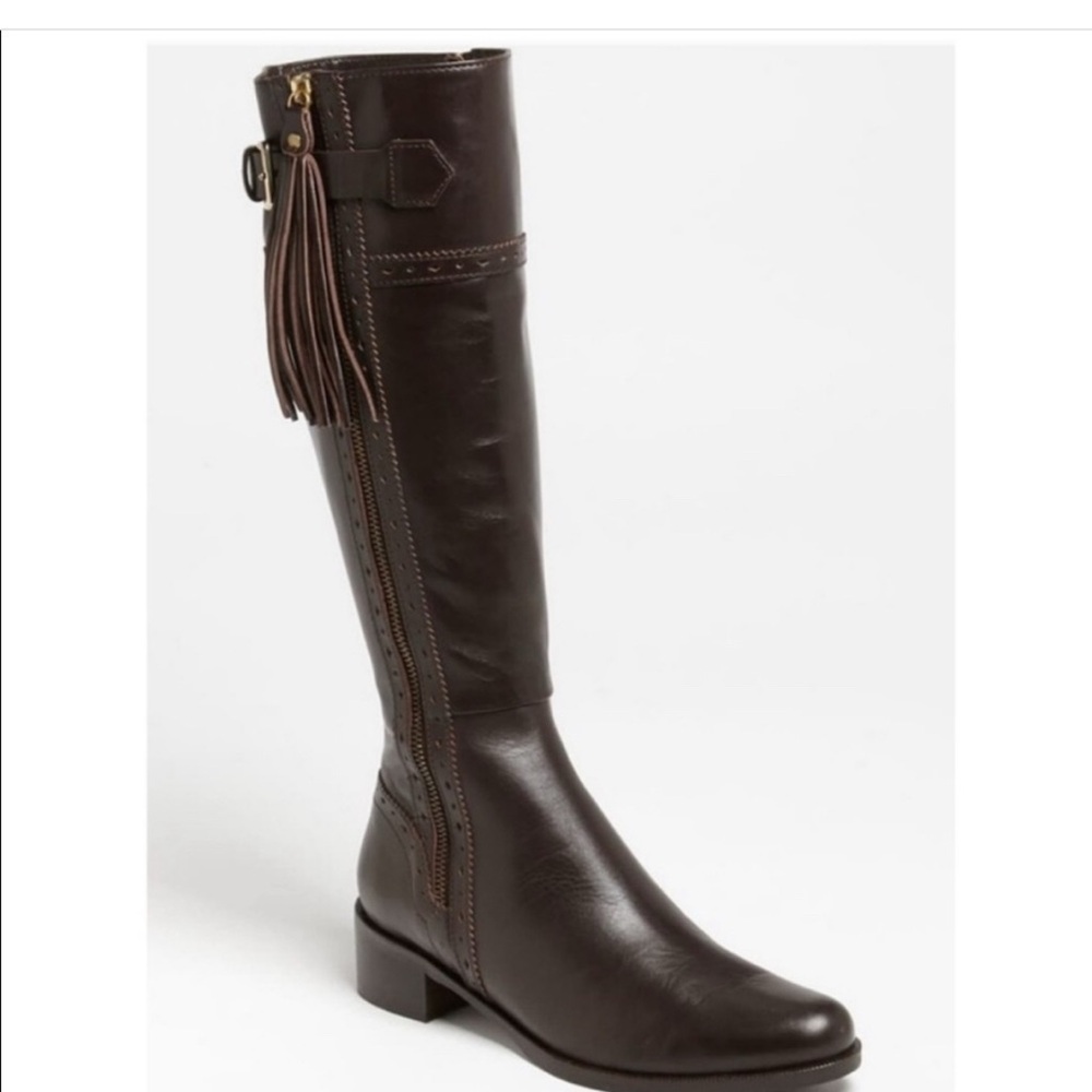 LK Bennett Dark Brown Leather Tassel Boots sz 38.5 fit like US 8 or bit larger